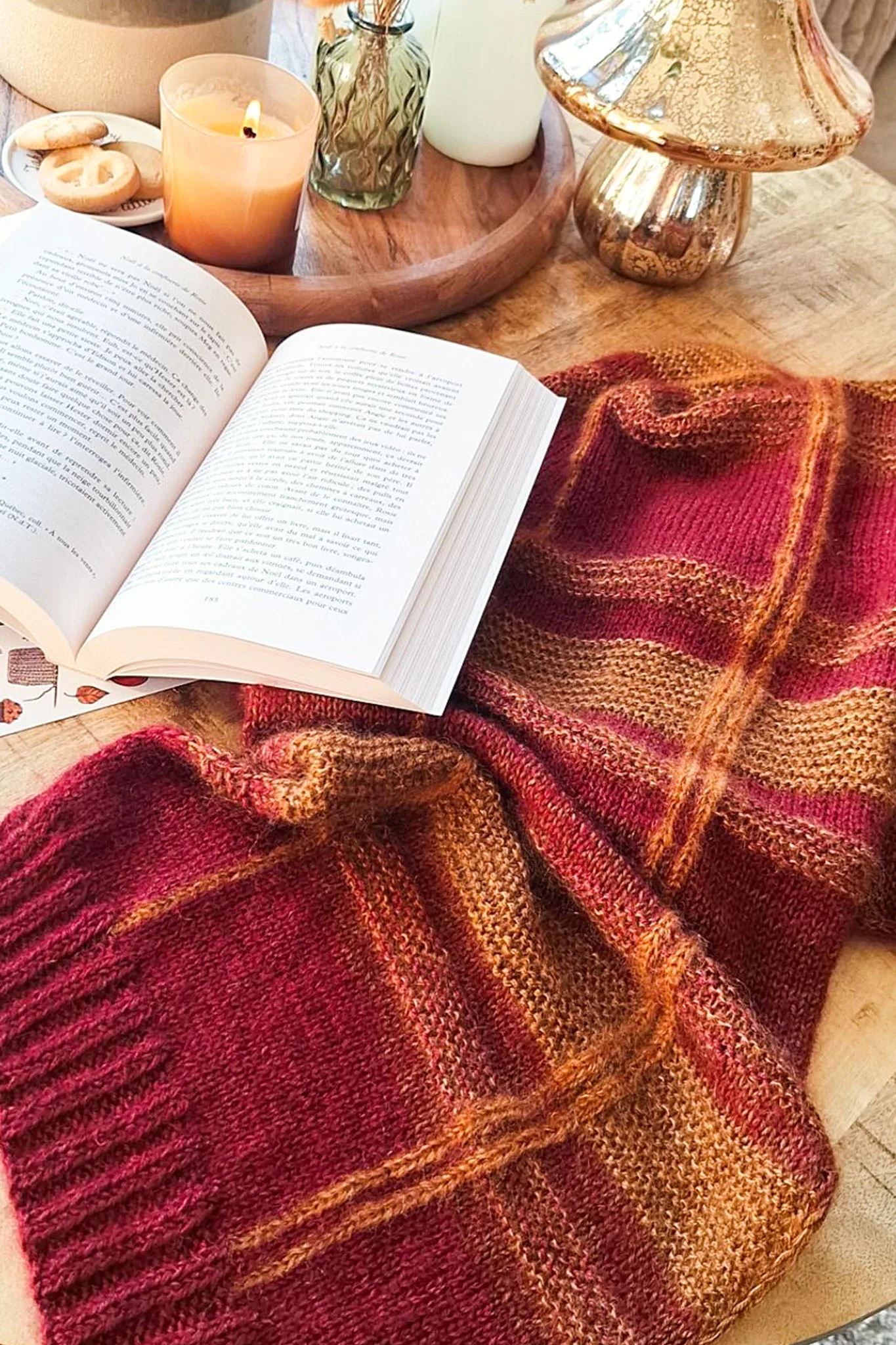 Kit écharpe Charlie - Rouge Ocre (Laine et Patron PDF) – Image 3