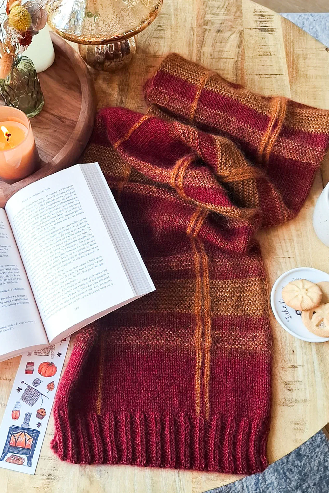 Kit écharpe Charlie - Rouge Ocre (Laine et Patron PDF) – Image 2