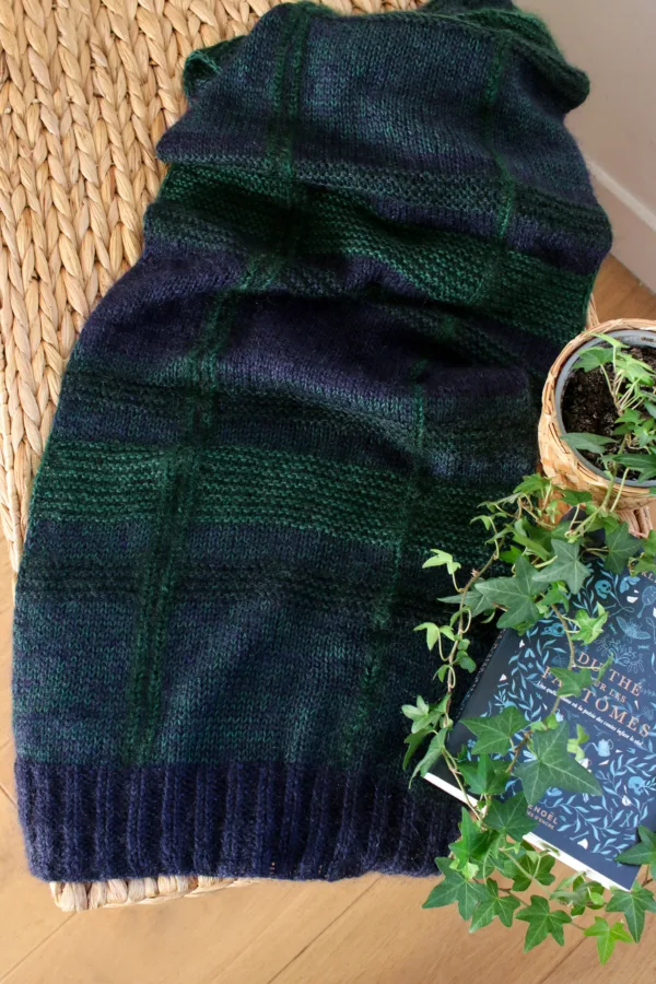 Kit écharpe Charlie - Bleu Vert (Laine et Patron PDF)