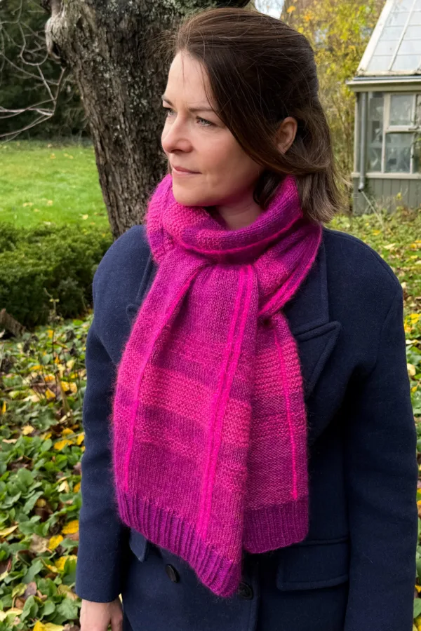 Kit écharpe Charlie - Rose (Laine et Patron PDF)